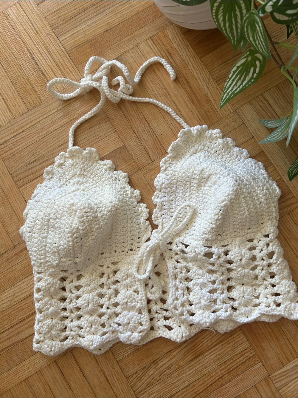 Handmade Crochet Buttercup Halter Top - 100% cotton